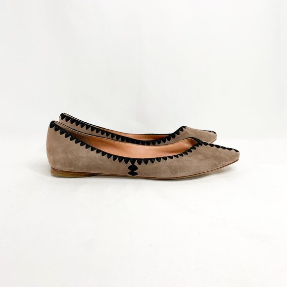 Sigerson Morrison Shoes - SIGERSON MORRISON Suede Stitched Pointed Flats